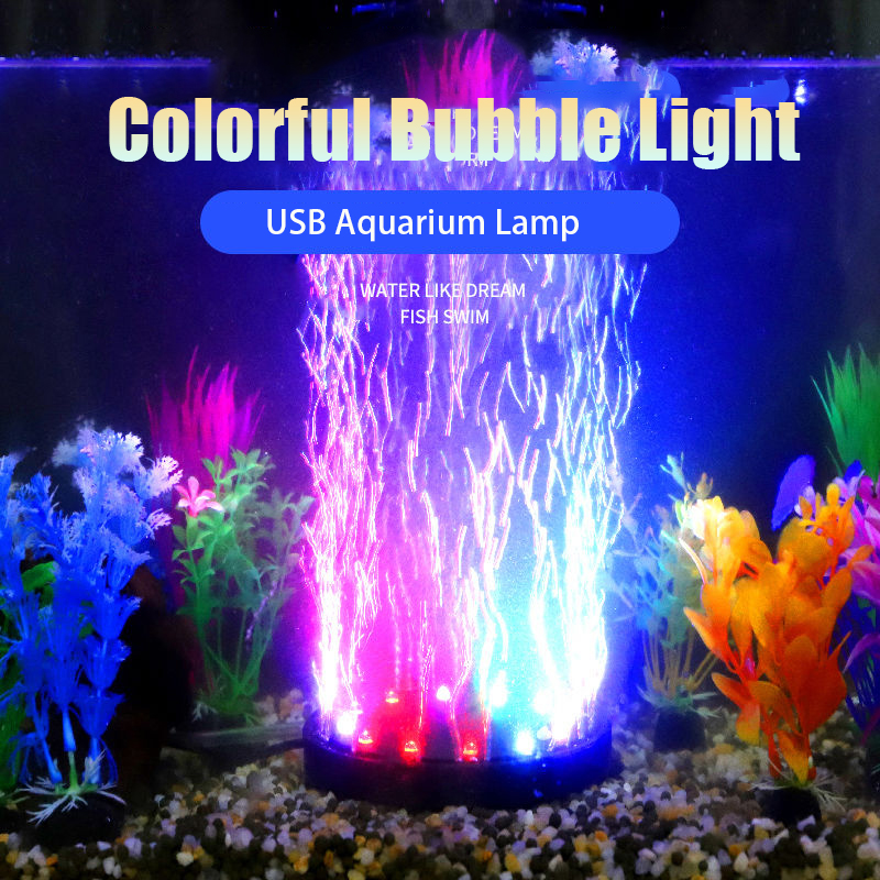 Aquarium Fish Light Lamp - Aquarium Submersible USB LED Bubble Light
